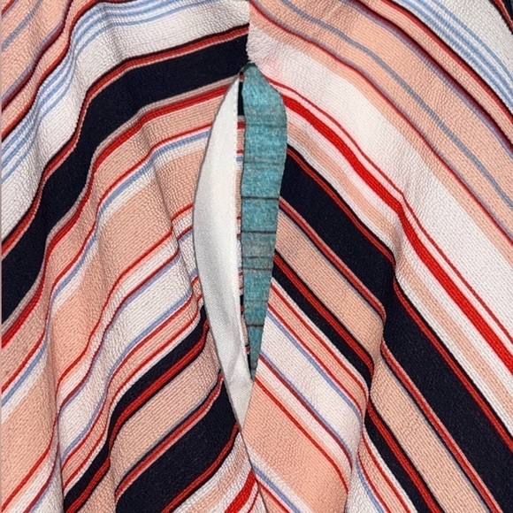 Bailey Blue Maxi Dress L Y2K Keyhole Striped Faux Wrap Look Pink - Picture 4 of 9